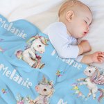 Couverture Douce Personnalisée avec Nom et Motif de Licorne Papillon Arc-en-ciel Cadeau Anniversaire Noël pour Filles