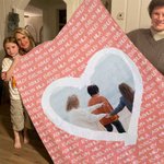 Couverture Douce Multicolore Personnalisée avec 1 à 20 Noms et Photo en Forme de Coeur Cadeau Anniversaire pour Parents Grands-parents