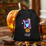 Sac à cordon personnalisé avec nom pour la fête d'Halloween Cadeau d'Halloween pour les enfants