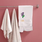 Personalized Embroidered Birth Flower Soft 100% Cotton Face Towel Bath Towel with Name Birthday Housewarming Gift for Family Friends