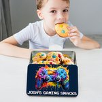 Personalised Splash-Ink Gamepad Design Biscuit Tin Storage Box with Name Birthday Gift for Kids Game Lover