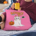 Personalised Cartoon Booey Ghost Dog Throw Pillow Cover with Name Cute Festival Home Decor Halloween Gift for Family Boys Girls