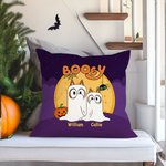 Personalised Cartoon Booey Ghost Dog Throw Pillow Cover with Name Cute Festival Home Decor Halloween Gift for Family Boys Girls