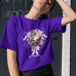 Personalized Multicolor Pink Floral Skull T-shirt with Name Halloween Gift for Women