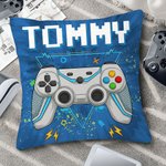 Personalized Multicolour Tie-dye Effect Gamepad Throw Pillow Cover with Name Gaming Elements Home Decor Birthday Gift for Kids Game Lovers