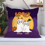 Personalised Cartoon Booey Ghost Dog Throw Pillow Cover with Name Cute Festival Home Decor Halloween Gift for Family Boys Girls