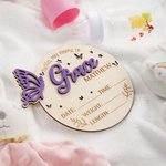 Personalizado 3D Mariposa de Madera Anuncio de Nacimiento Signo Foto Prop con Estadísticas y Nombre Grabado Baby Shower Cumpleaños Regalo para Recién 