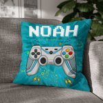 Personalized Multicolour Tie-dye Effect Gamepad Throw Pillow Cover with Name Gaming Elements Home Decor Birthday Gift for Kids Game Lovers
