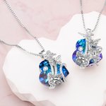 Personalisierte Geburtsmonat-Schmetterling Kette mit Herz-Kristall und Namen Gravur Geburtstag Jahrestag Muttertag Geschenk für Damen Mutter Oma