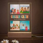 Veilleuse LED Personnalisée avec Collage de Photos Noms Décoration de Chambre avec Socle en Bois Cadeau Noël pour Famille Enfant