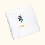 Personalized Embroidered Birth Flower Soft 100% Cotton Face Towel Bath Towel with Name Birthday Housewarming Gift for Family Friends
