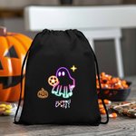 Sac à cordon personnalisé avec nom pour la fête d'Halloween Cadeau d'Halloween pour les enfants