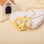 Personalized Engraved Dog Cat Heart Necklace with Name Birthday Commemorative Gift for Pet Lovers