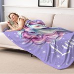 Personalized Fantasy Unicorn Soft Throw Blanket with Name Nursery Decor Baby Shower Birthday Gift for Newborns Girls