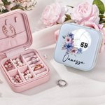 Personalized Birth Flower Volleyball Leather Jewellery Box with Name and Number Birthday Team Gift for Women Volleyball Lovers Coach