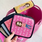 Personalised Cute Cartoon Character Set of 2 Luggage Handle Wraps with Name and Contact Card Travel Accessories Christmas Gift for Family Kids
