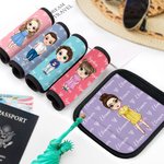 Personalised Cute Cartoon Character Set of 2 Luggage Handle Wraps with Name and Contact Card Travel Accessories Christmas Gift for Family Kids
