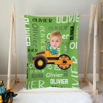 Personalised Multicolor Work Vehicles Construction Lorrys Soft Throw Blanket with Name  Home Decor Birthday Christmas Gift for Boys