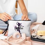 Personalized Watercolour Ballerina Street Dancer Makeup Bag with Name and Wrist Strap Travel Accessory Birthday Gift for Dancer Women