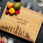 Planche à découper en bambou gravée avec texte Cadeau de pendaison de crémaillère pour la famille