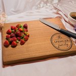 Planche à découper en bambou gravée avec texte Cadeau de pendaison de crémaillère pour la famille