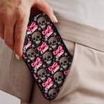 Personalized Gothic 3D Skulls Pink Coquette Bow TPU Phone Case for iPhone with Name Birthday Halloween Gift for Gothic Enthusiast