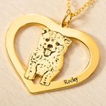 Personalized Engraved Dog Cat Heart Necklace with Name Birthday Commemorative Gift for Pet Lovers