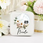 Personalized Birth Flower Volleyball Leather Jewellery Box with Name and Number Birthday Team Gift for Women Volleyball Lovers Coach