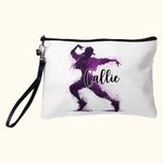 Personalized Watercolour Ballerina Street Dancer Makeup Bag with Name and Wrist Strap Travel Accessory Birthday Gift for Dancer Women
