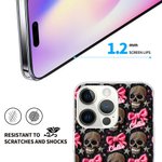 Personalized Gothic 3D Skulls Pink Coquette Bow TPU Phone Case for iPhone with Name Birthday Halloween Gift for Gothic Enthusiast