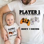 Personalised Spooky Pumpkin Witch Gamepad Design Family Matching Baby Bodysuit T-Shirt Sweatshirt with Name Halloween Gift for Game Lovers