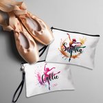 Personalized Watercolour Ballerina Street Dancer Makeup Bag with Name and Wrist Strap Travel Accessory Birthday Gift for Dancer Women
