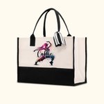 Personalised Watercolor Ballerina Street Dancer Large Canvas Tote Bag with Name Daily Training Essentials Birthday Gift for Dancer Women