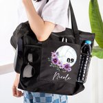 Personalized Volleyball Birth Flower Large Tote Bag with Name Birthday Christmas Gift for Women
