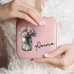 Personalized Portable Birth Flower Bouquet Jewellery Box with Name Birthday Bachelorette Gift for Women