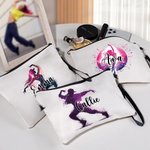 Personalized Watercolour Ballerina Street Dancer Makeup Bag with Name and Wrist Strap Travel Accessory Birthday Gift for Dancer Women