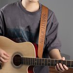 Personalised Adjustable Leather Guitar Strap with Embroidered Name Music Accessories Birthday Gift for Guitar Player Musician