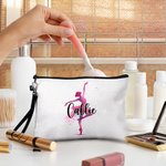 Personalized Watercolour Ballerina Street Dancer Makeup Bag with Name and Wrist Strap Travel Accessory Birthday Gift for Dancer Women