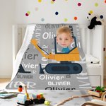 Personalised Multicolor Work Vehicles Construction Lorrys Soft Throw Blanket with Name  Home Decor Birthday Christmas Gift for Boys