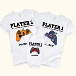 Personalised Spooky Pumpkin Witch Gamepad Design Family Matching Baby Bodysuit T-Shirt Sweatshirt with Name Halloween Gift for Game Lovers