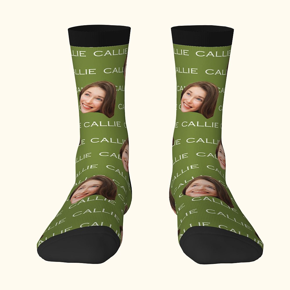 Chaussettes Multicolores Personnalisées avec Photo de Visage et Nom Cadeau d'Anniversaire et de Noël pour la Famille