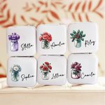 Personalized Portable Birth Flower Bouquet Jewellery Box with Name Birthday Bachelorette Gift for Women