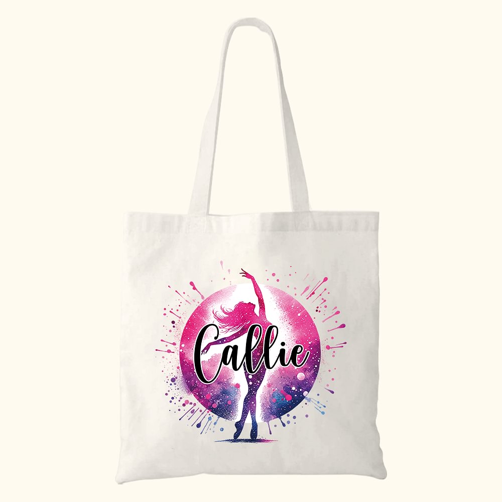 Aquarelle Ballerina Street Dancer Grand sac en toile avec nom Anniversaire Cadeau pour danseur