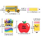 Personalized School Bus Pencil Apple Style Set of 5 Wood Bag Button Charms with Text Accessor for bogg Back to School Appreciation Gift for Teacher
