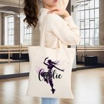 Personalized Watercolour Ballerina Street Dancer Large Canvas Tote Bag with Name Birthday Anniversary Gift for Dancer