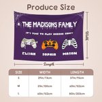 Tapisserie Personnalisée Citrouille Vampire Zombie Squelette Gamepad avec Nom Décoration Murale Halloween Cadeau pour Famille Amateurs de Jeux Vidéo