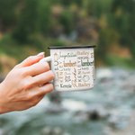Taza esmaltada personalizada de 11oz con 1 - 15 nombres Halloween Camping Regalo para la familia