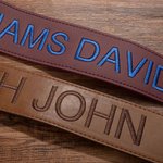 Personalised Adjustable Leather Guitar Strap with Embroidered Name Music Accessories Birthday Gift for Guitar Player Musician