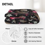 Personalisierte Gothic 3D Skulls Pink Coquette Bow Soft Throw Blanket mit Namen Home Decor Geburtstag Halloween Geschenk für Gothic-Enthusiasten
