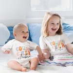 Personalised Colorful Retro Cousin Crew 100% Cotton Baby Bodysuit Matching Kid Youth Adult T-shirt with Name Birthday Vacation Gift for Family